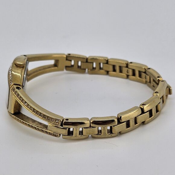 Guess Women's Watch 18MM Gray Dial Crystal Bezel Gold Bracelet 6" New Battery - Picture 8 of 13